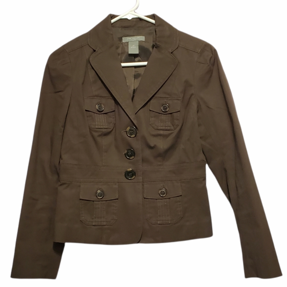 Ann Taylor military style blazer 4P brown